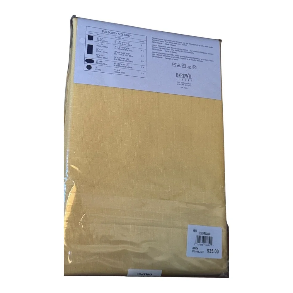 Bardwil Tablecloth Napkin Set Lemon Yellow 52x70 Oblong 4 Napkins New Sealed